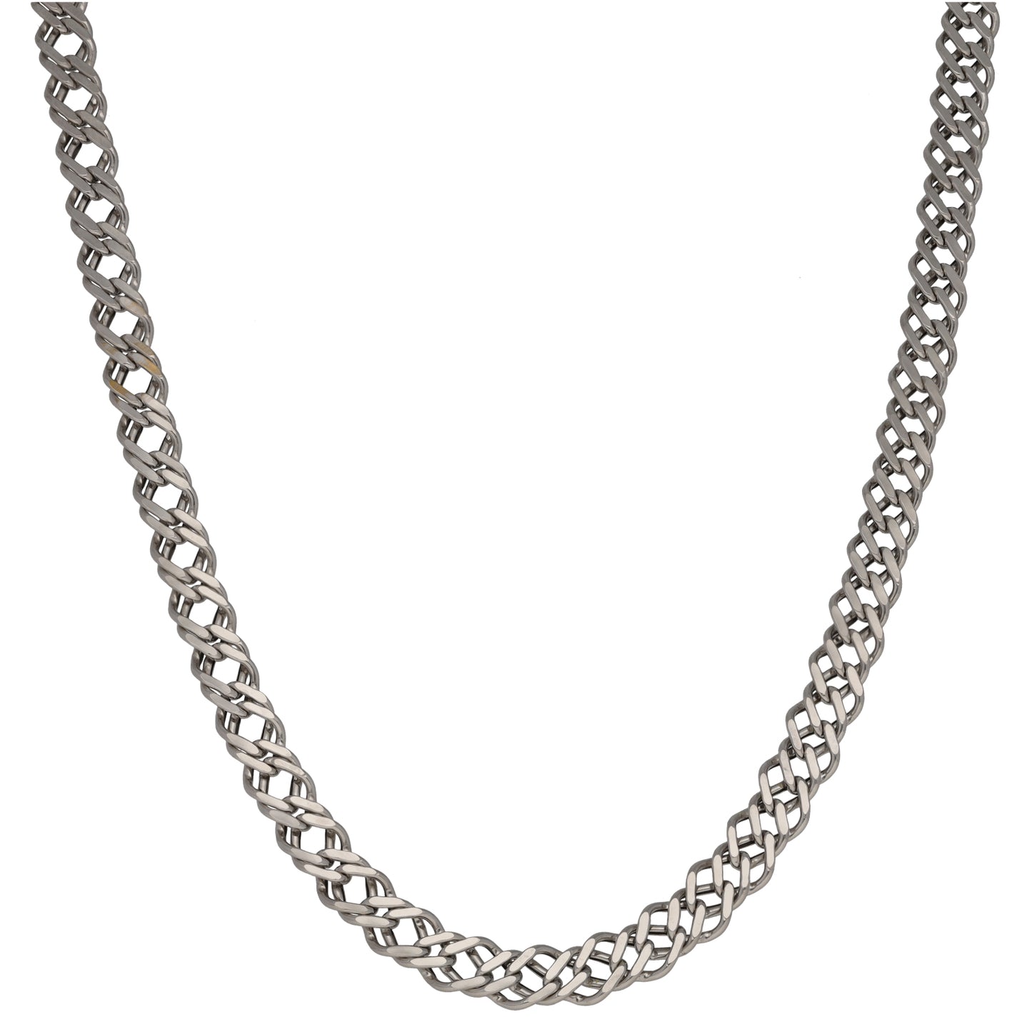 9ct White Gold Double Curb Chain 18"