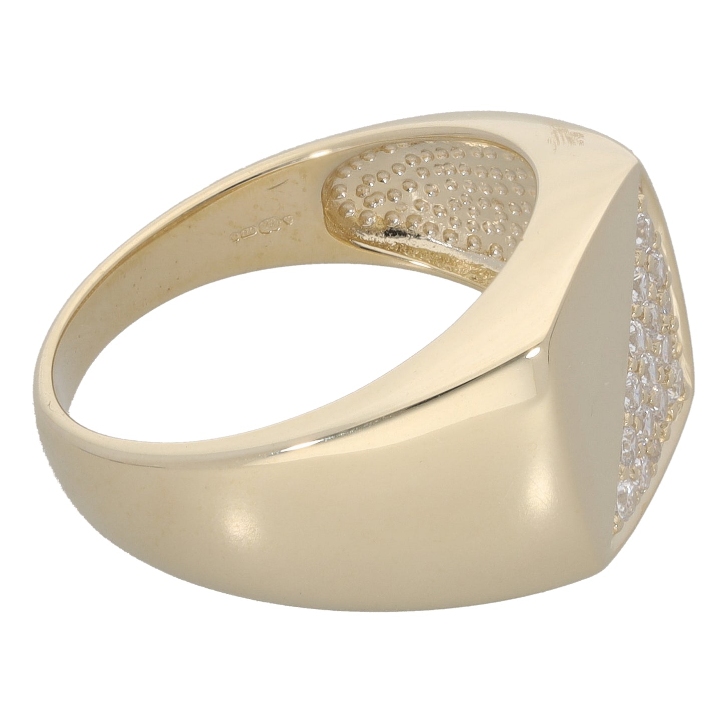 New 9ct Gold Pave Cubic Zirconia Signet Ring Size S