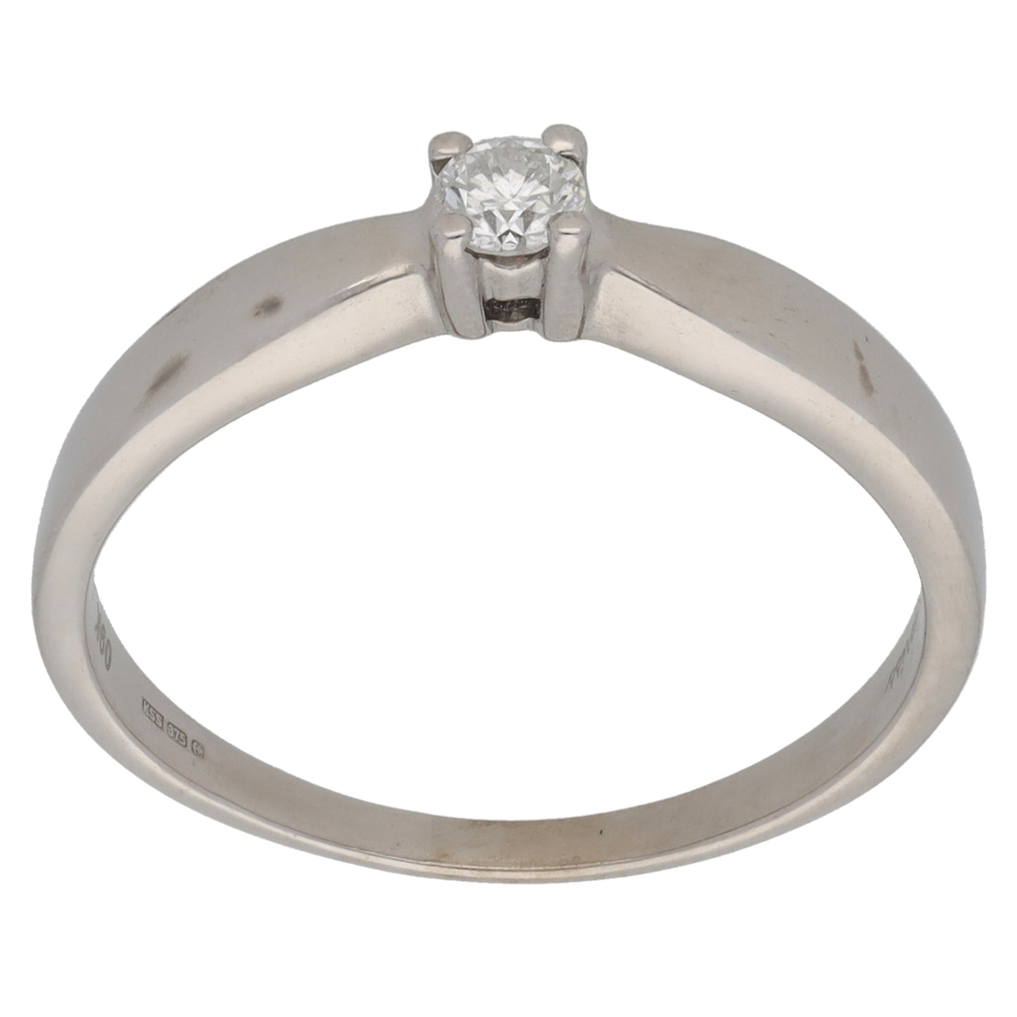 9ct White Gold 0.15ct Diamond Solitaire Ring Size R