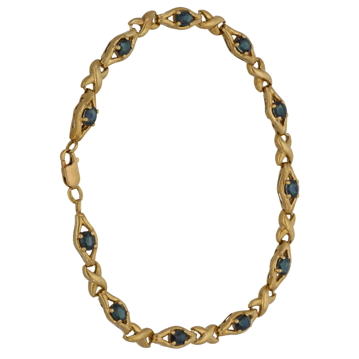 9ct Gold Sapphire Fancy Stone Set Bracelet