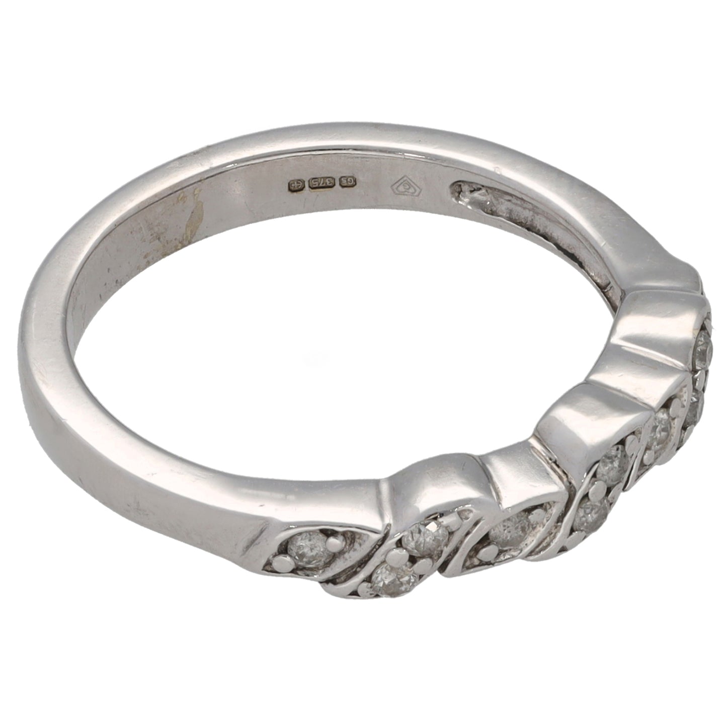 9ct White Gold 0.15ct Diamond Half Eternity Ring Size M