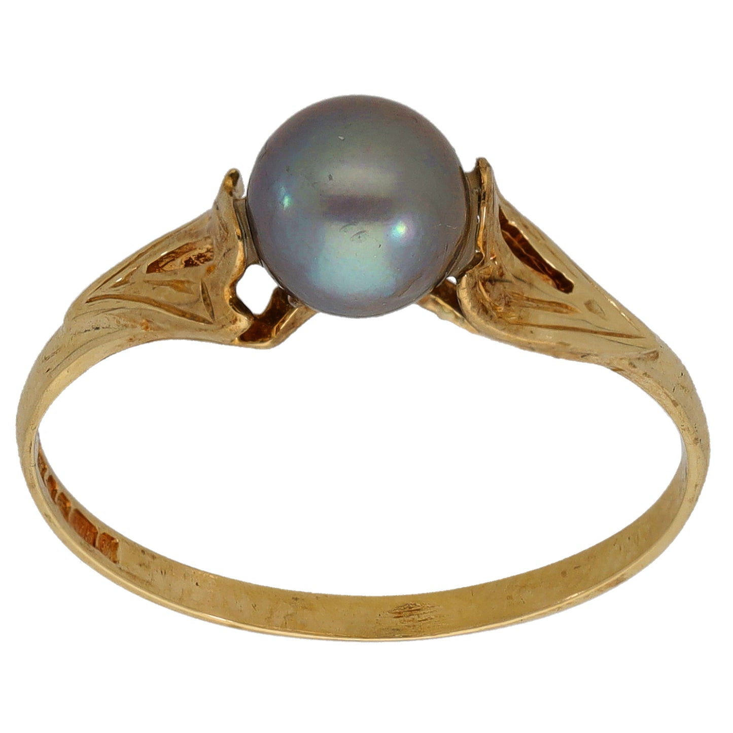 9ct Gold Cultured Pearl Single Stone Ring Size Q