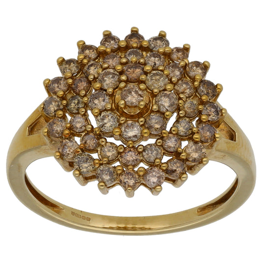 9ct Gold 0.90ct Diamond Cluster Ring Size P