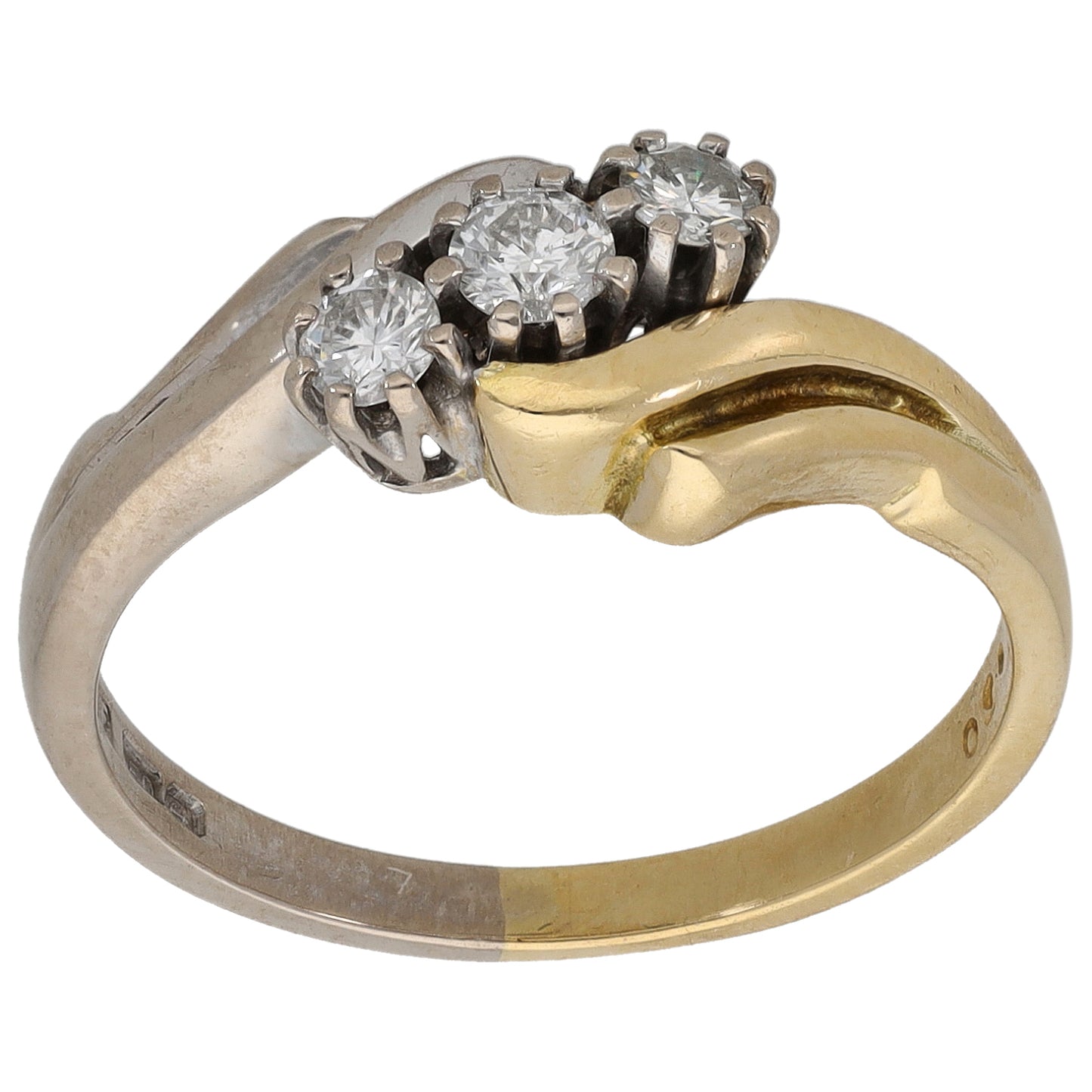 18ct Bi-Colour Gold 0.30ct Diamond Trilogy Ring Size P