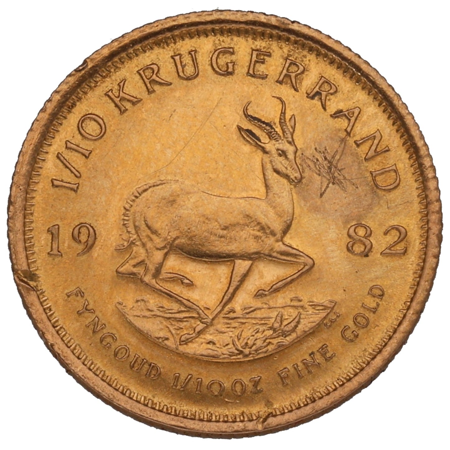 22ct Gold 1/10 OZ Krugerrand Coin 1982