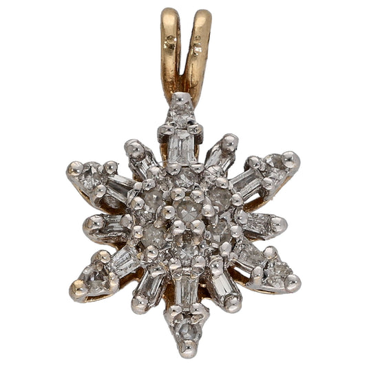 9ct Gold 0.25ct Diamond Cluster Pendant