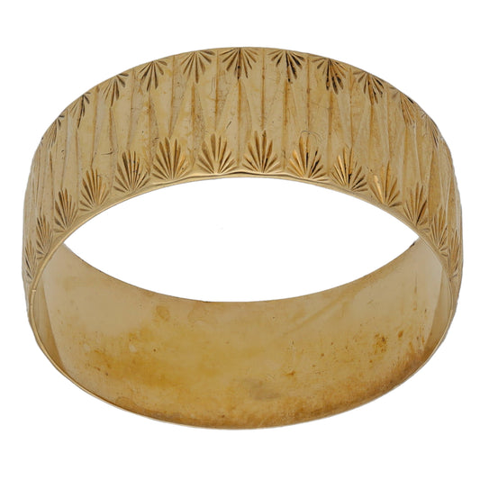 9ct Gold Patterned Wedding Ring Size T
