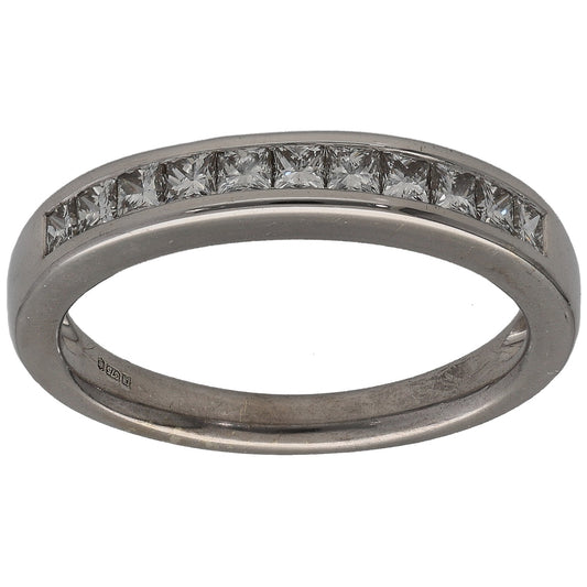 9ct White Gold 0.44ct Diamond Half Eternity Ring Size M