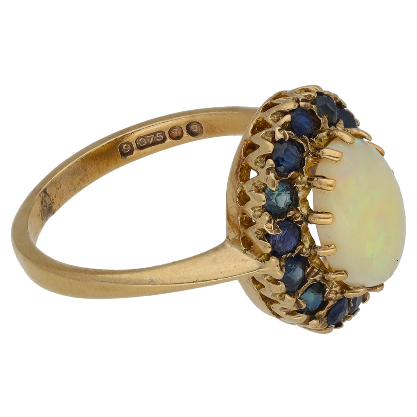 9ct Gold Opal & Sapphire Dress/Cocktail Ring Size K