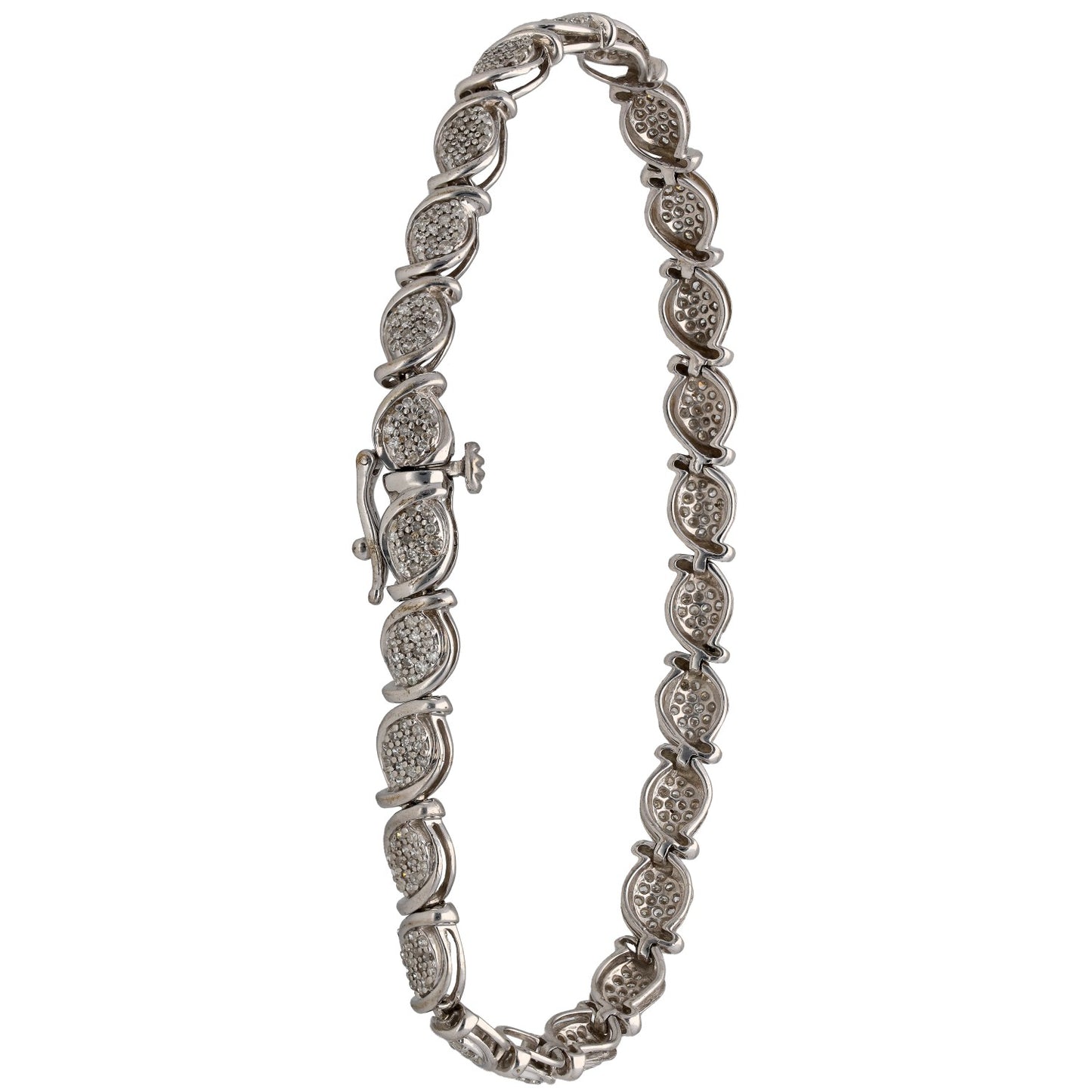 9ct White Gold 1.75ct Diamond Fancy Stone Set Bracelet
