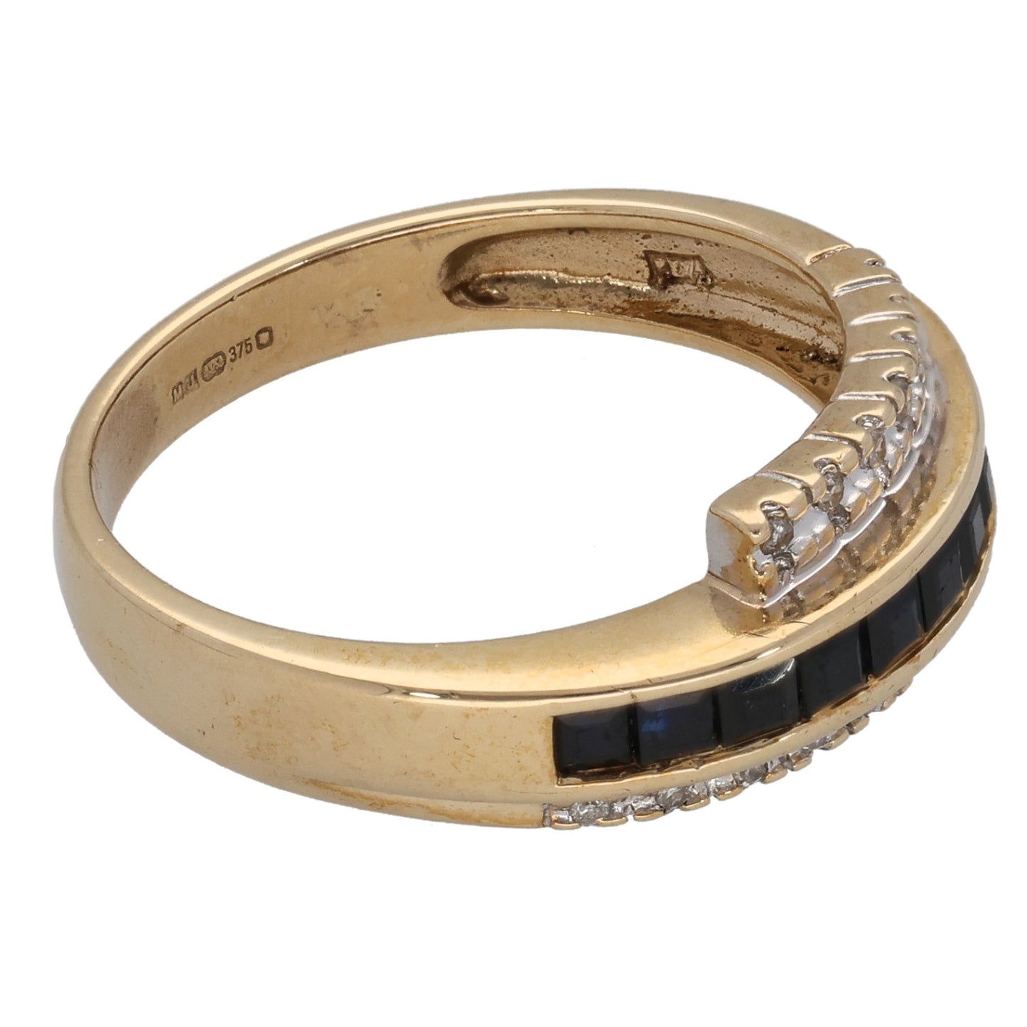 9ct Gold 0.07ct Diamond & Sapphire Dress/Cocktail Ring Size P