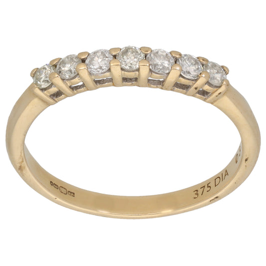 9ct Gold 0.28ct Diamond Half Eternity Ring Size O