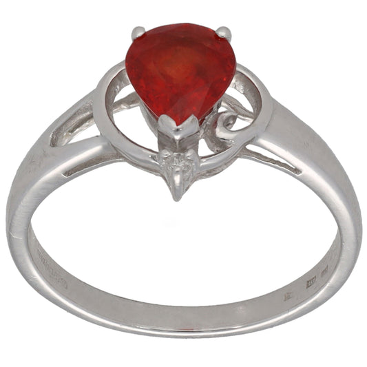 9ct White Gold Sapphire & 0.005ct Diamond Dress/Cocktail Ring Size N