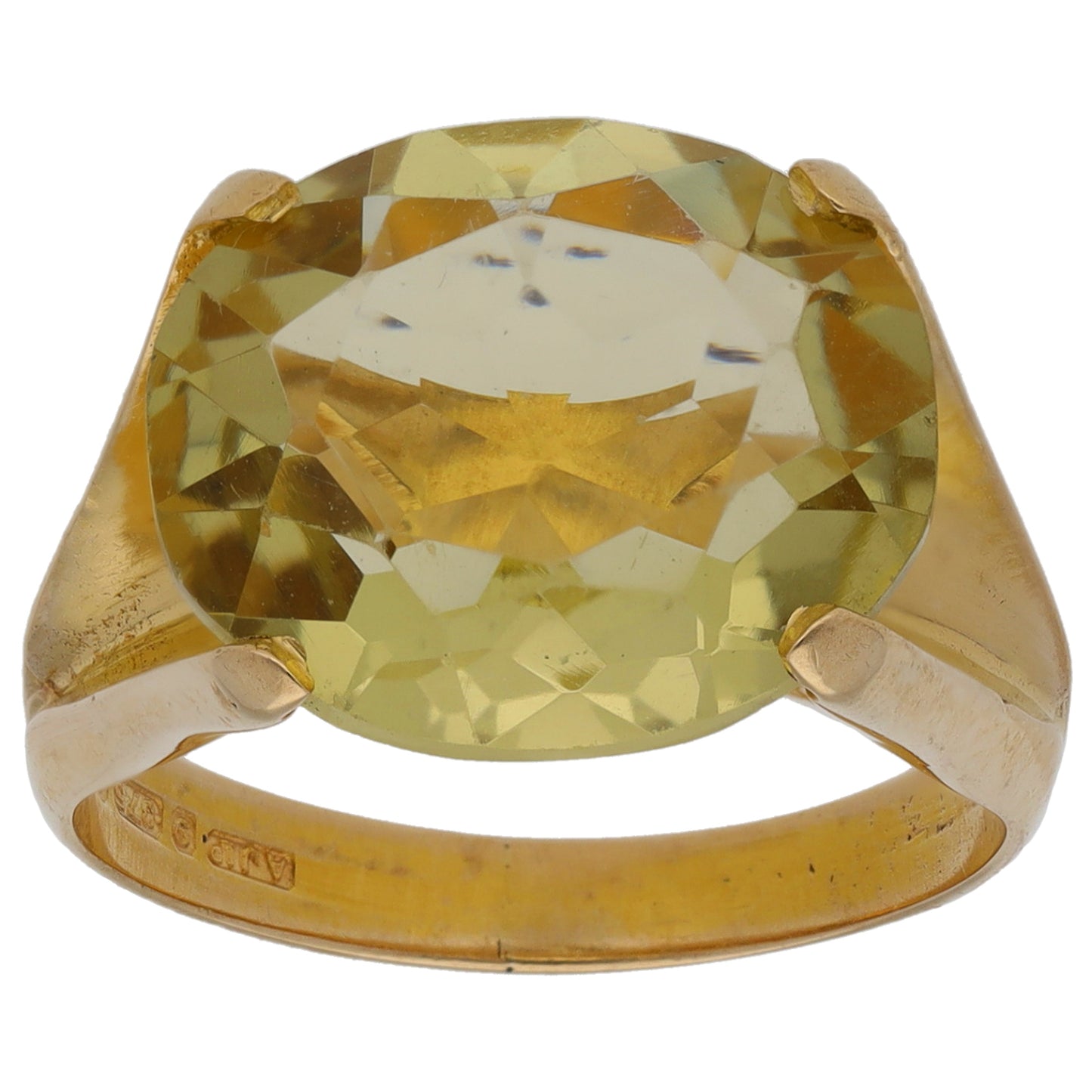 9ct Gold Citrine Single Stone Ring Size M