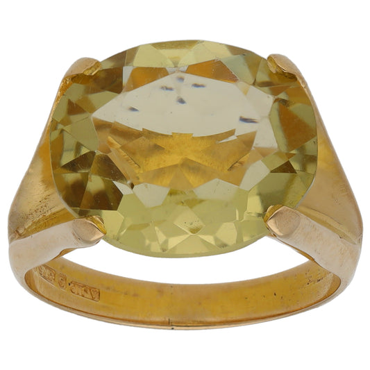 9ct Gold Citrine Single Stone Ring Size M