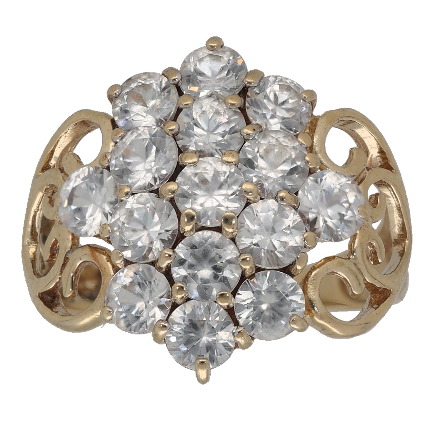 9ct Gold Cubic Zirconia Cluster Ring Size N