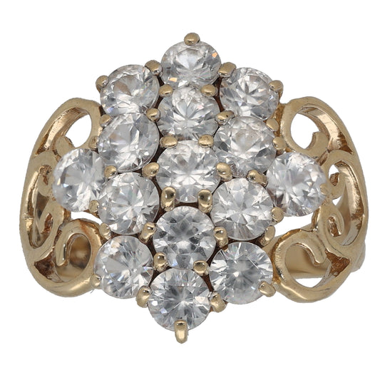 9ct Gold Cubic Zirconia Cluster Ring Size N