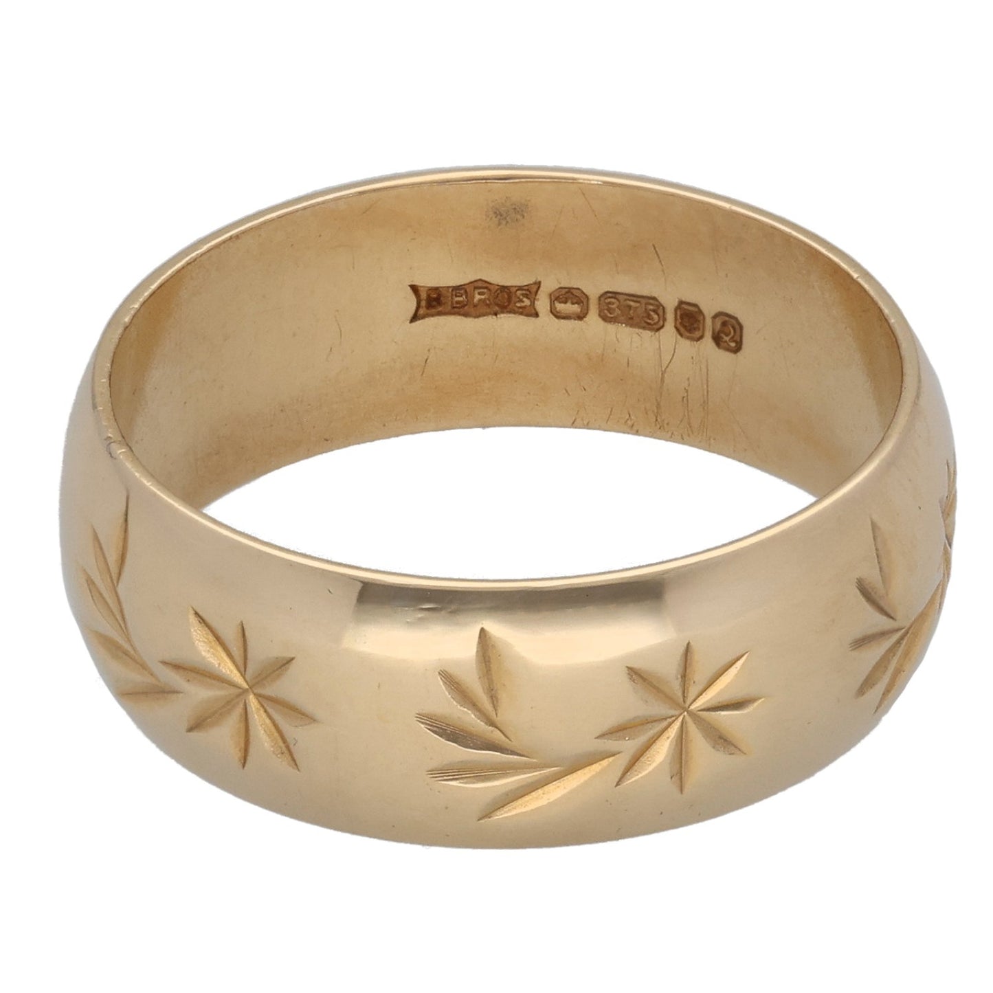 9ct Gold Patterned Wedding Ring Size O