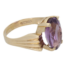 Load image into Gallery viewer, 9ct Gold Amethyst Single Stone Ring Size O
