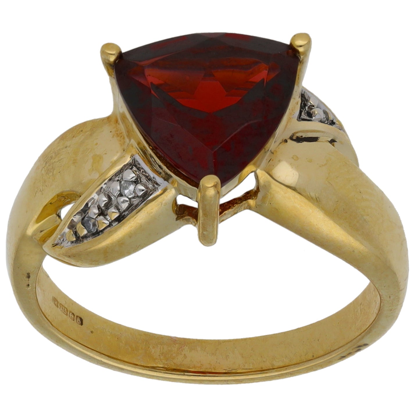 9ct Gold Garnet & 0.015ct Diamond Dress/Cocktail Ring Size N