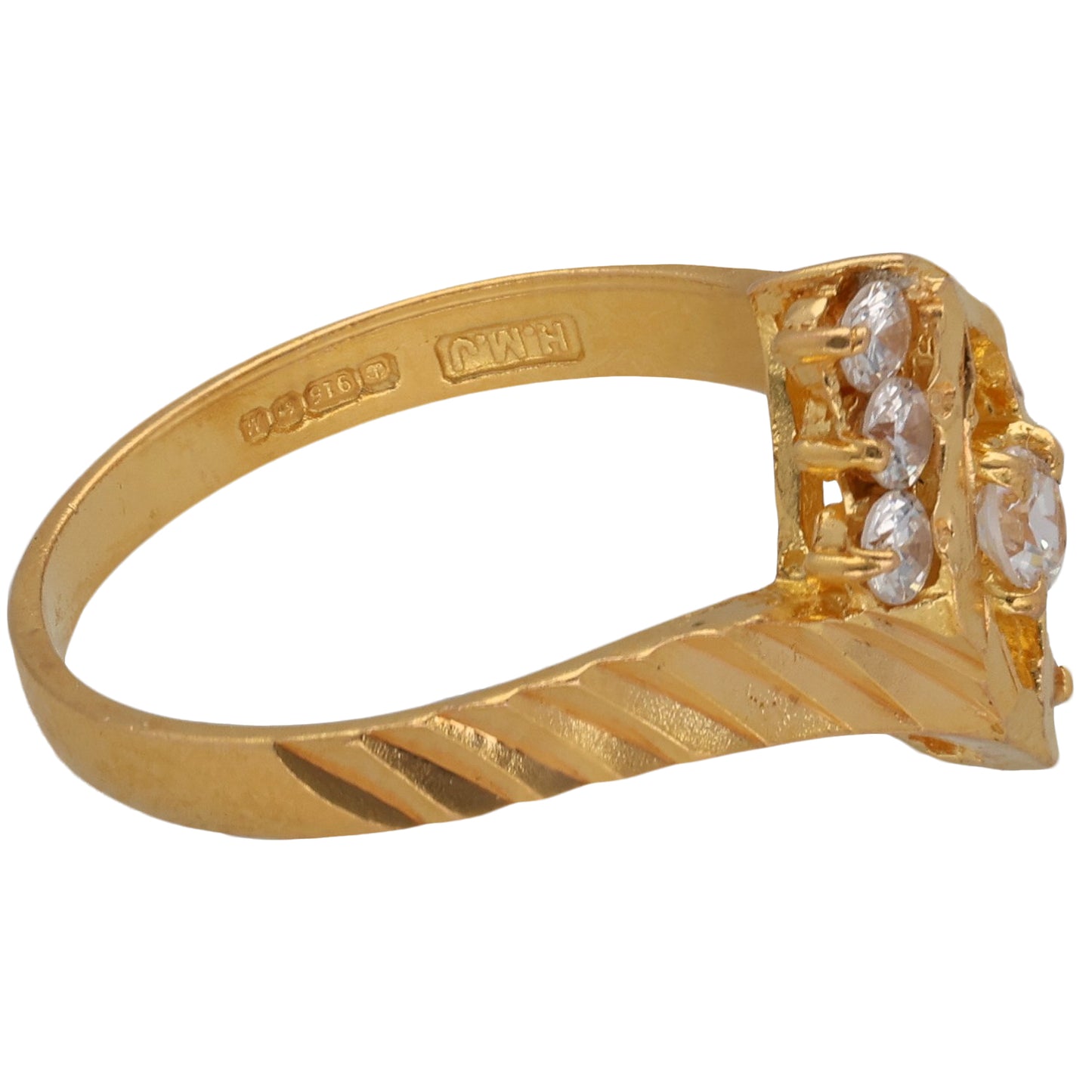 22ct Gold Cubic Zirconia Dress/Cocktail Ring Size M