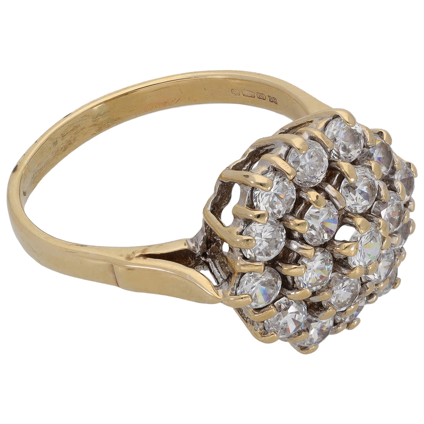 9ct Gold Cubic Zirconia Cluster Ring Size S