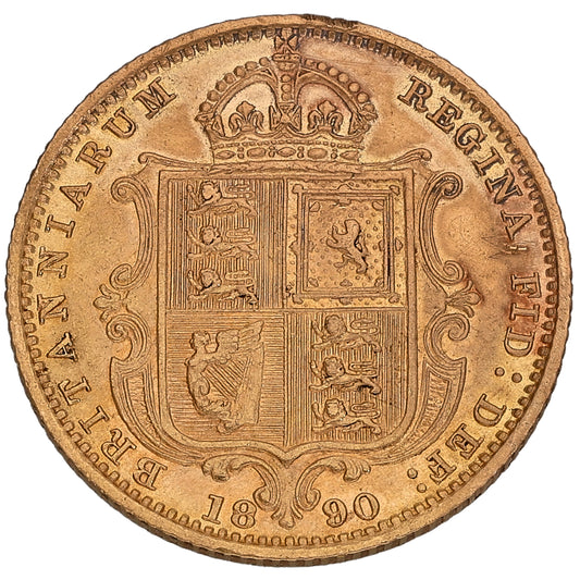 22ct Gold Queen Victoria Half Sovereign Coin 1890