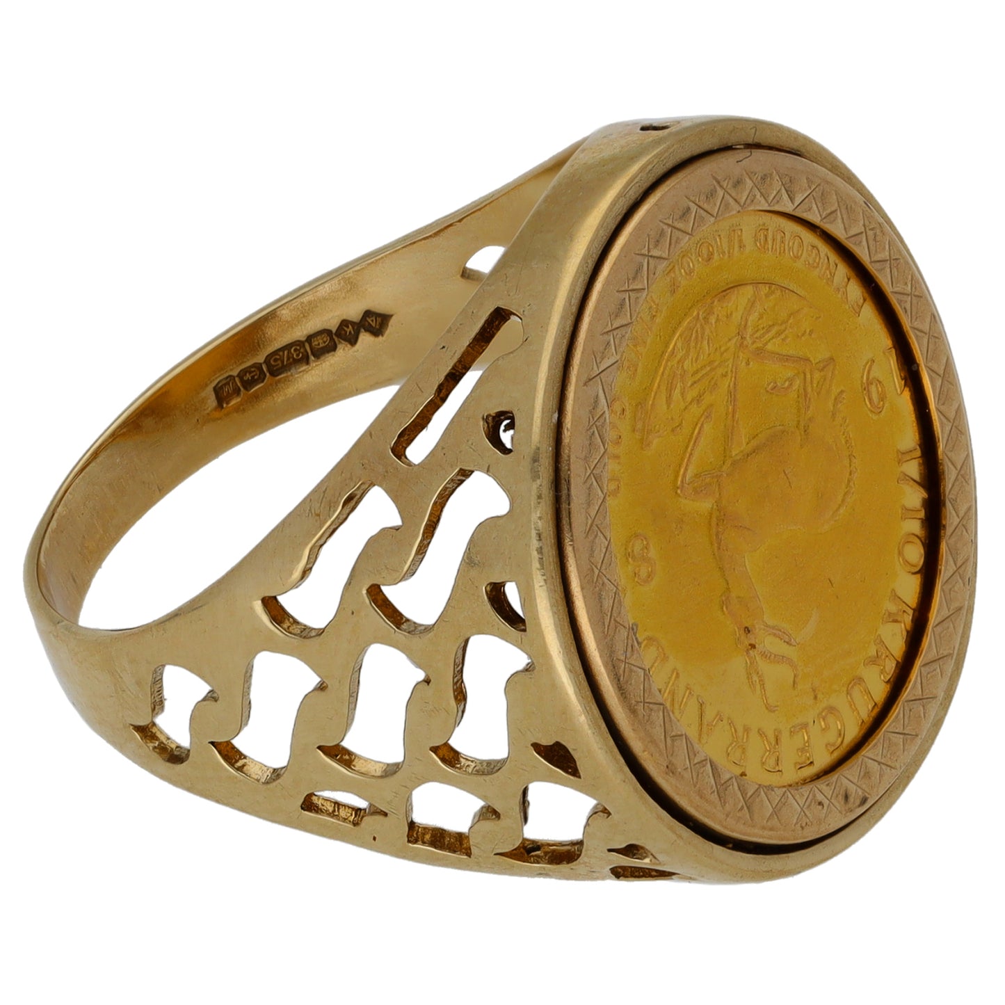 9ct Gold 1/10 OZ Krugerrand Coin Ring Size O