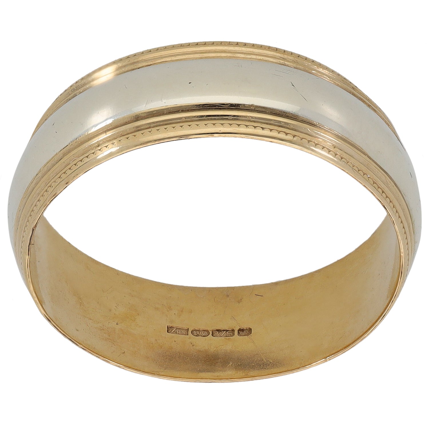 9ct Bi-Colour Gold Wedding Ring Size R – H&T