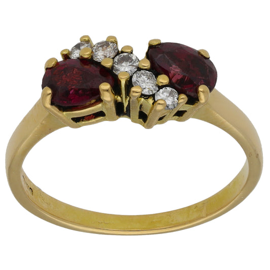 18ct Gold 0.15ct Diamond & Ruby Dress/Cocktail Ring Size O