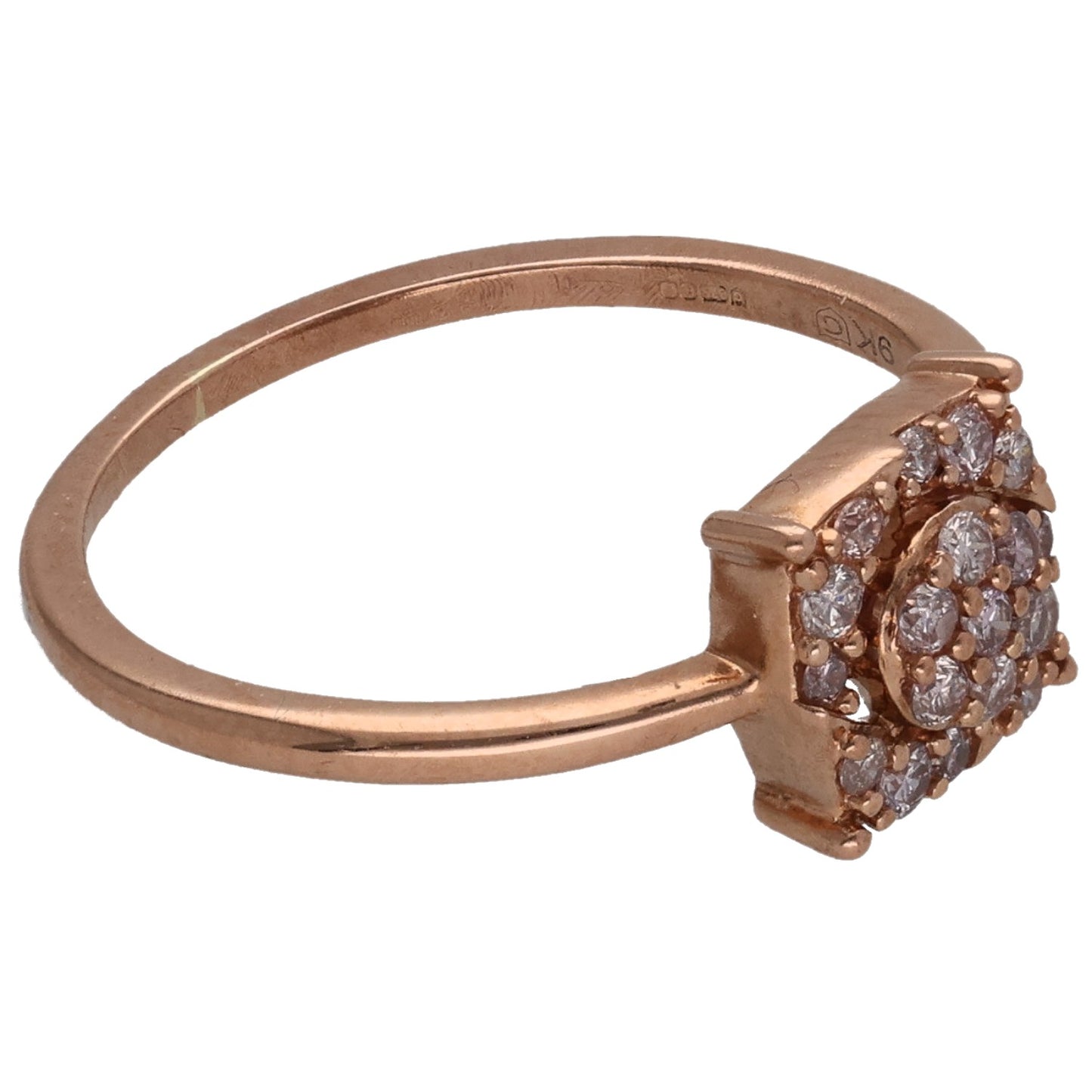 9ct Rose Gold 0.15ct Diamond Cluster Ring Size L