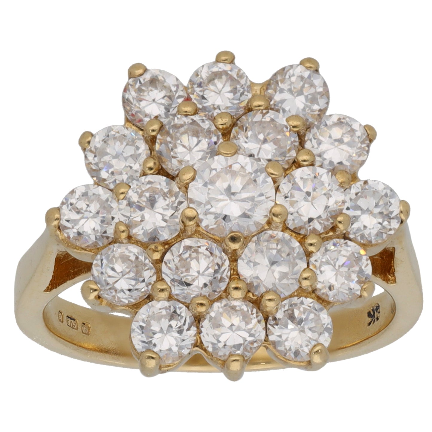 9ct Gold Cubic Zirconia Cluster Ring Size M