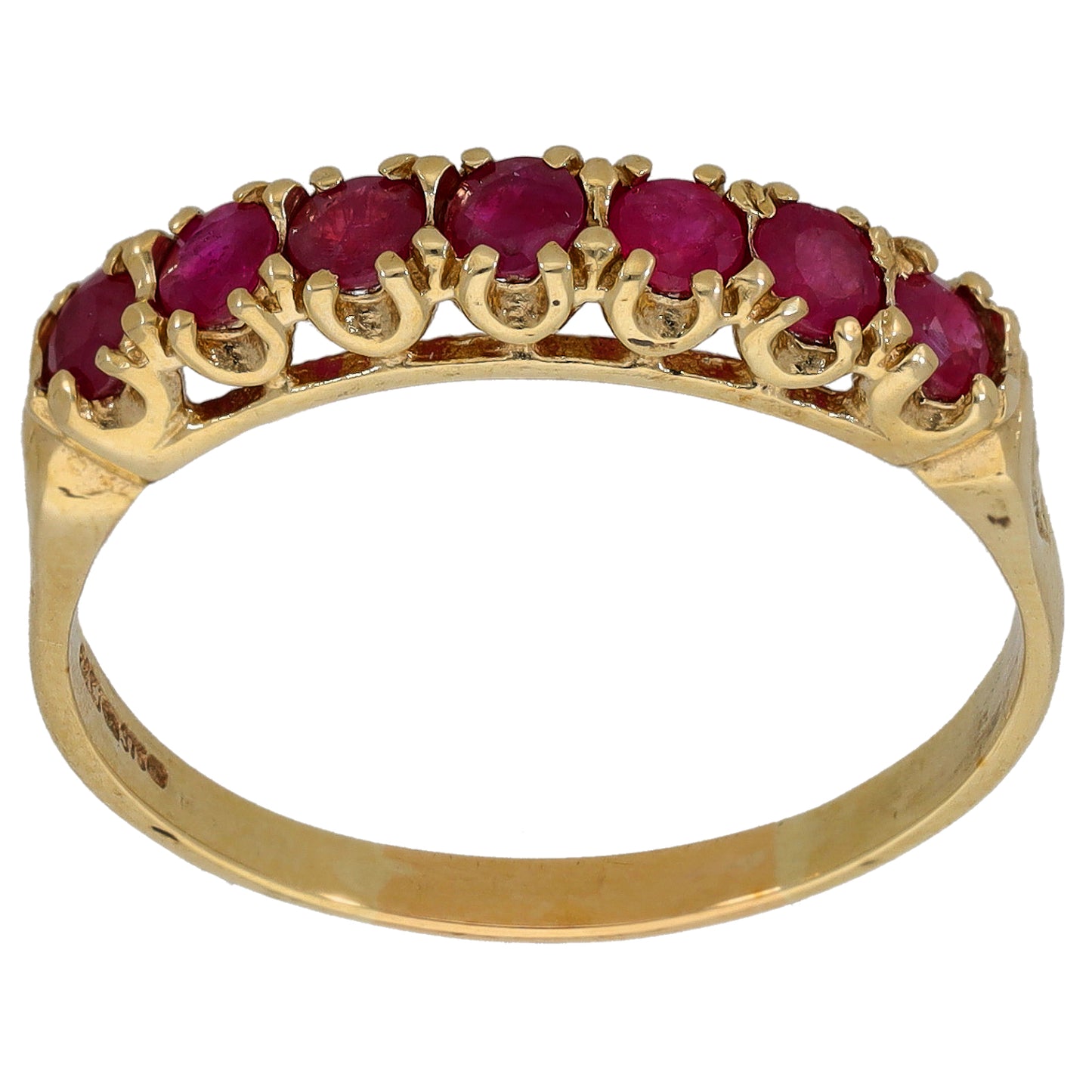 9ct Gold Ruby Half Eternity Ring Size V