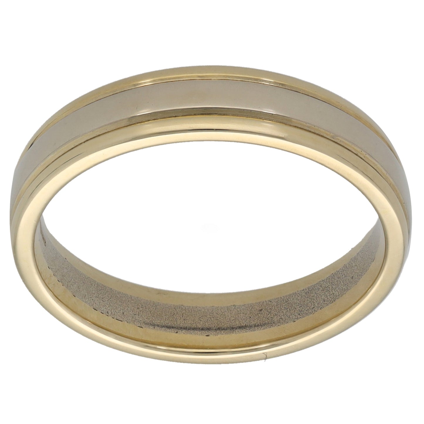 9ct Bi-Colour Gold Patterned Wedding Ring Size M