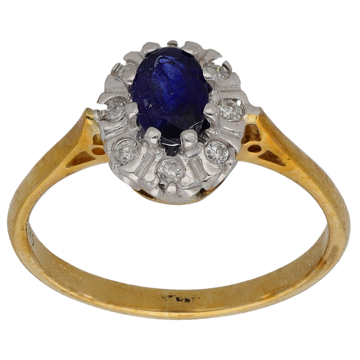 9ct Gold 0.065ct Diamond & Sapphire Dress/Cocktail Ring Size L