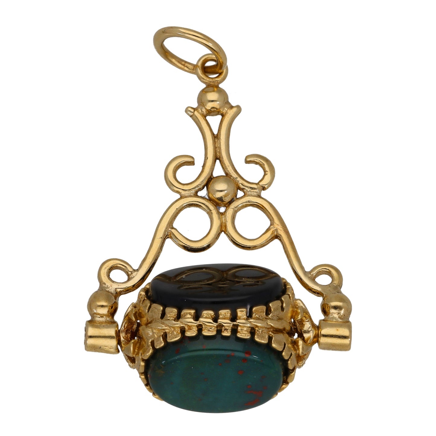 9ct Gold Carnelian, Bloodstone & Onyx Fob Pendant