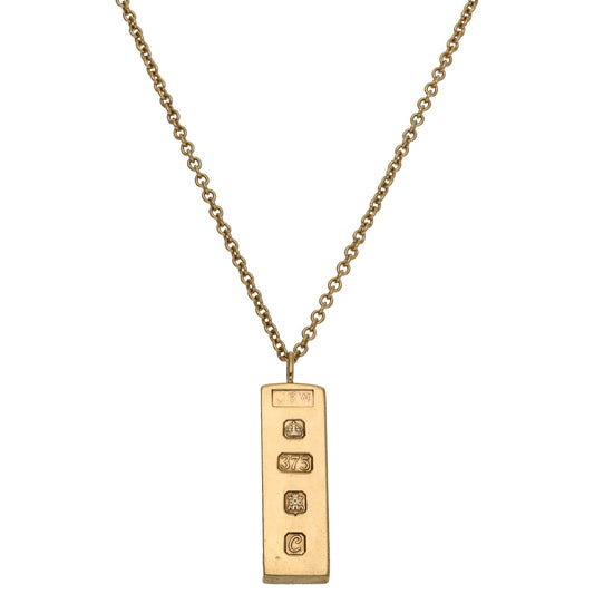 9ct Gold Ingot Pendant With Chain