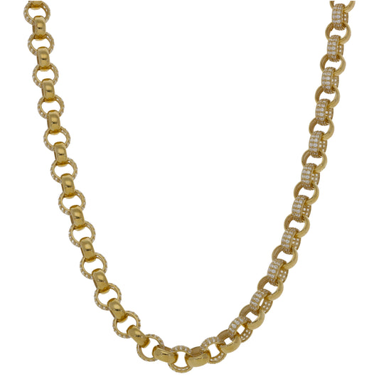 New 9ct Gold Cubic Zirconia Belcher Chain 20"