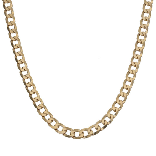 Gold curb chain necklace with interlinked links