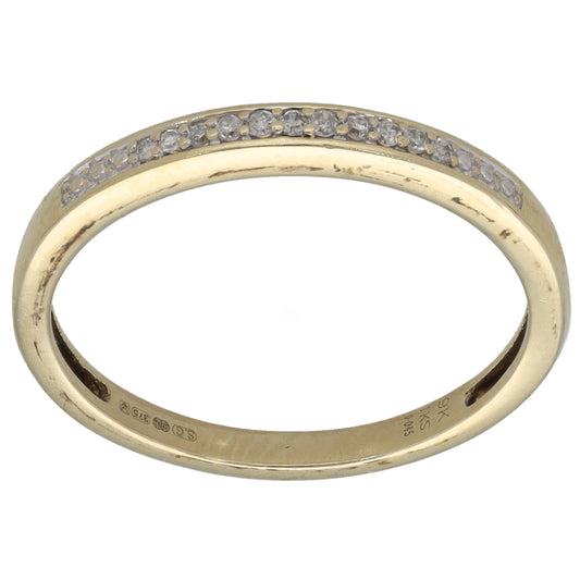 9ct Gold 0.045ct Diamond Half Eternity Ring Size N