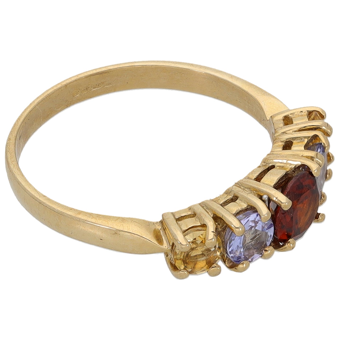 9ct Gold Citrine & Garnet & Tanzanite Half Eternity Ring Size N