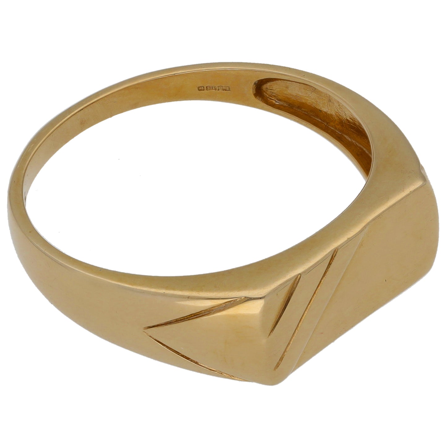 9ct Gold Patterned Signet Ring Size U
