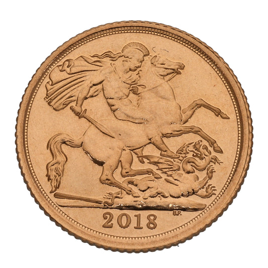 22ct Gold Queen Elizabeth II Half Sovereign Coin 2018
