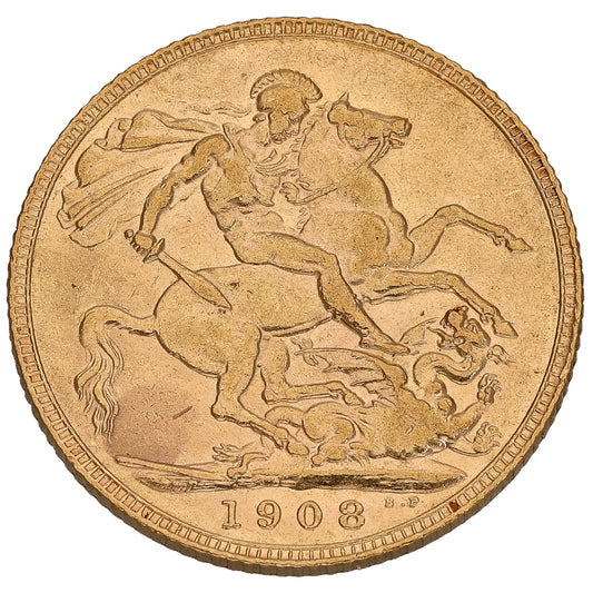 22ct Gold King Edward VII Full Sovereign Coin 1908