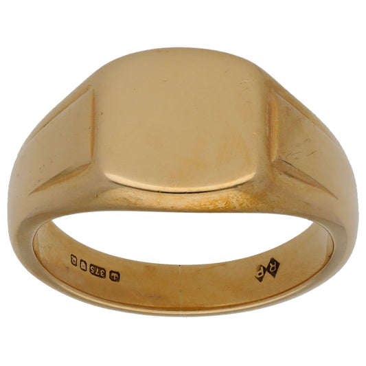 9ct Gold Plain Signet Ring Size U