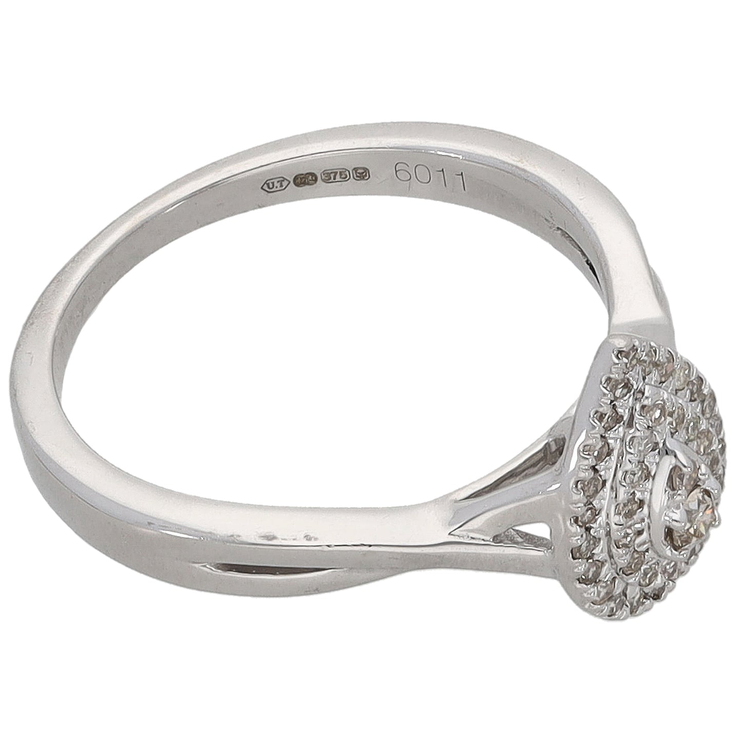 9ct White Gold 0.24ct Round Diamond Cluster Ring Size M