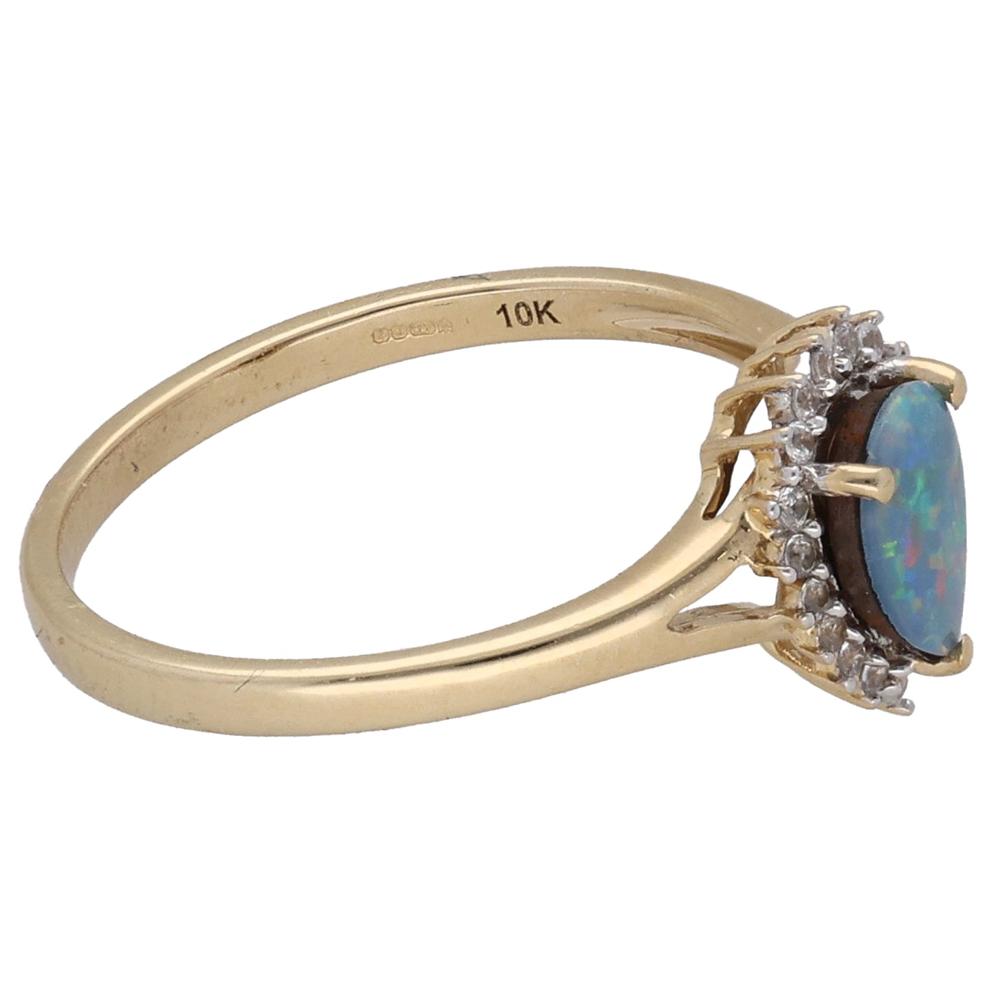 9ct Gold Opal Doublet & Imitation Gems Dress/Cocktail Ring Size N