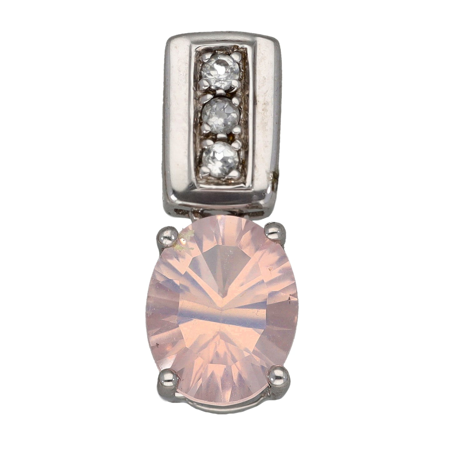 9ct White Gold Quartz & Imitation Dress/Cocktail Pendant