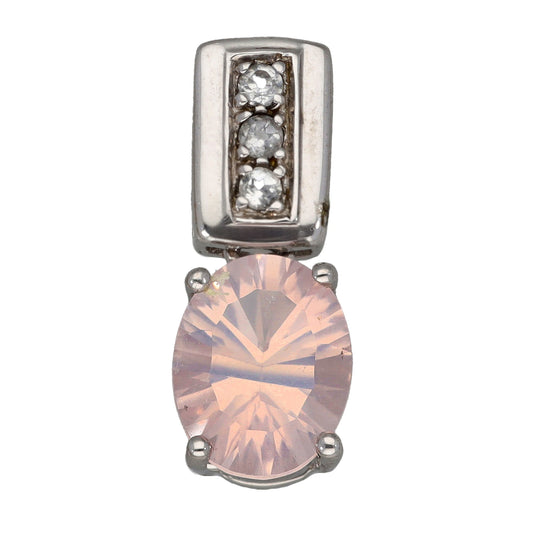 9ct White Gold Quartz & Imitation Dress/Cocktail Pendant