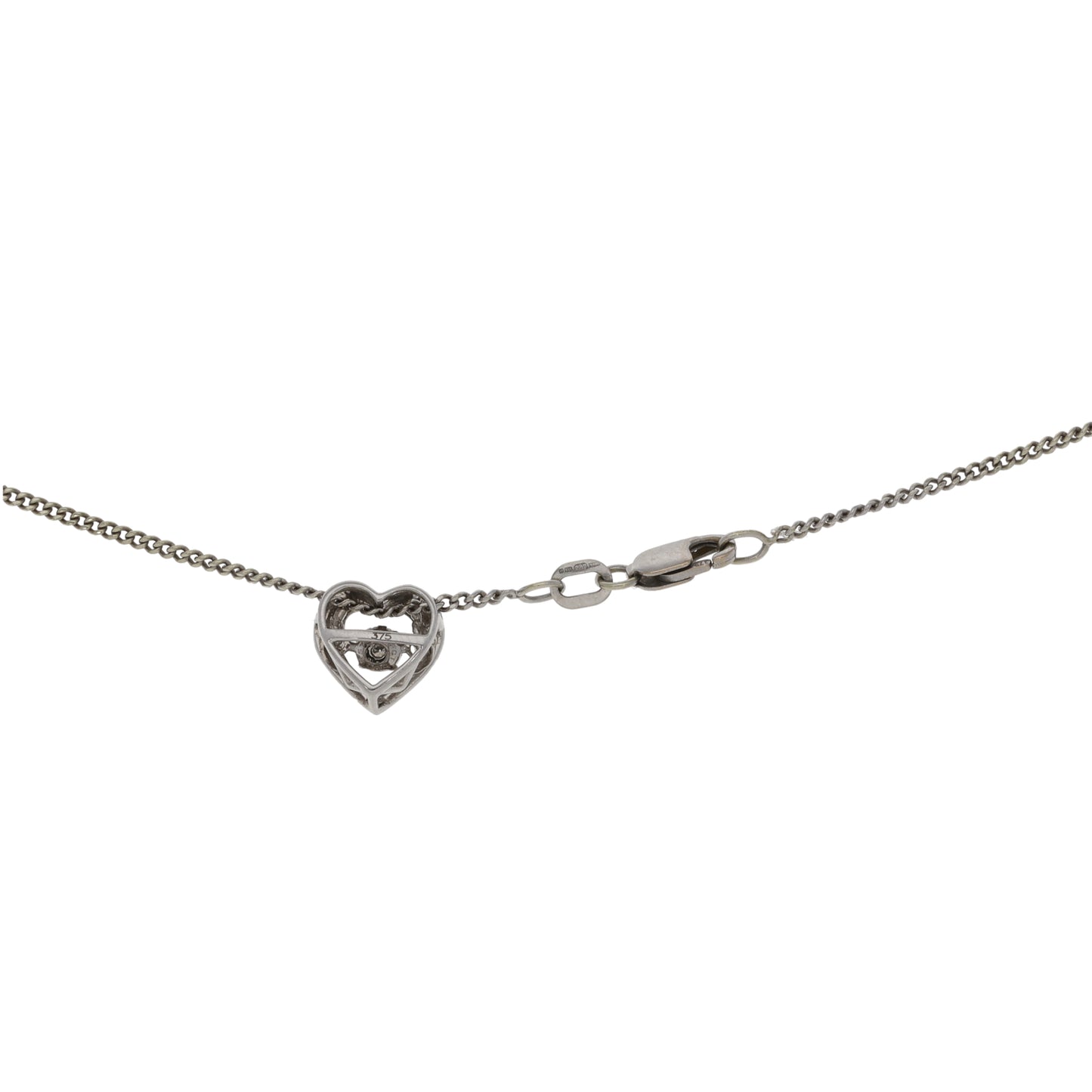 9ct White Gold 0.10ct Diamond Heart Pendant With Chain